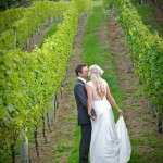 Bride-and-groom-embracing-in-the-vines
